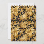 豪華なゴールドの花柄プリント（黒背景） 招待状 (裏面)