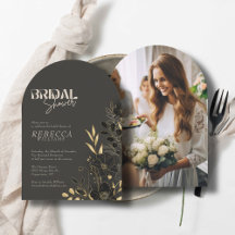 豪華なゴールドの花模様 1 枚の写真 アーチ型 ブライダルシャワー