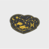 豪華なゴールドの魚座星座 シール (正面)