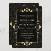 豪華なゴールドカジノ ラスベガス ポーカー ウェディング 招待状 (正面/裏面)