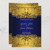 豪華なゴールドカービング フラワー ウェディング 招待状 (正面/裏面)