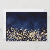 豪華なゴールドグリッター ネイビー フォト ティアラ キンセアニェーラ 招待状 (裏面)