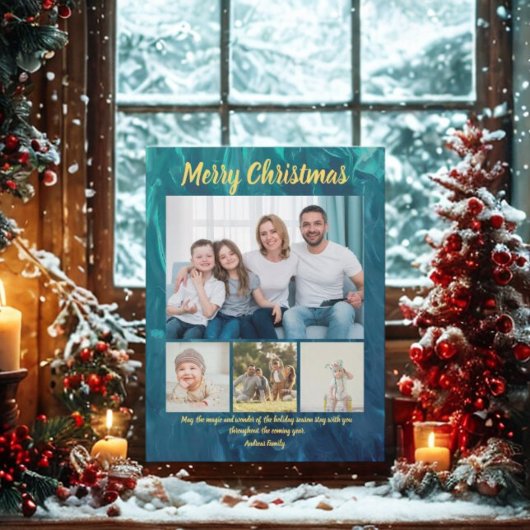 豪華なゴールドコーラルクリスマス４点セット シーズンポストカード