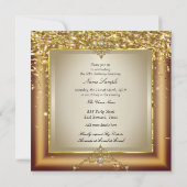 豪華なゴールドシャンパンの誕生日パーティー 招待状 (裏面)