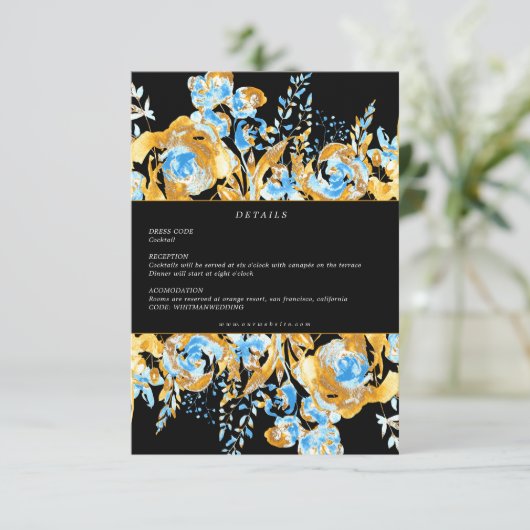 豪華なゴールドターコイズの受付詳細カード エンクロージャーカード (スタンド正面)