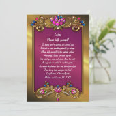 豪華なゴールドトーンの花フレーム ウェディングバスケットサイン (スタンド正面)