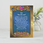 豪華なゴールドトーンの花模様フレーム ウェディングバスケットサイン 招待状 (スタンド正面)