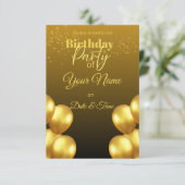豪華なゴールドバルーンの誕生日パーティー招待状 招待状 (スタンド正面)