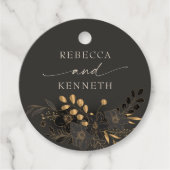 豪華なゴールドフラワー ミニマルウェディング フェイバータグ (正面)