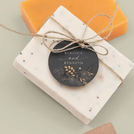 豪華なゴールドフラワー ミニマルウェディング フェイバータグ