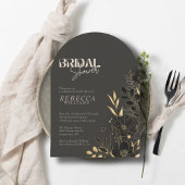 豪華なゴールドフラワー 1 枚の写真 アーチ型 ブライダルシャワー 招待状