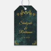 豪華なゴールドフレーム エメラルドグリーン 結婚式 ありがとう ギフトタグ (正面)