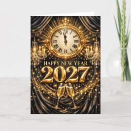 豪華なゴールドブラックのエレガントな新年2027 シーズンカード