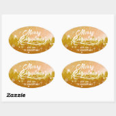 豪華なゴールド ピースフル スノー フォレスト メリー クリスマス 楕円形シール (シート)