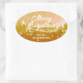 豪華なゴールド ピースフル スノー フォレスト メリー クリスマス 楕円形シール (バッグ)