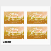 豪華なゴールド ピースフル スノー フォレスト メリー クリスマス 長方形シール (シート)