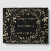 豪華なゴールド＆ブラックセピアの花柄仕上げ ゲストブック (裏面)