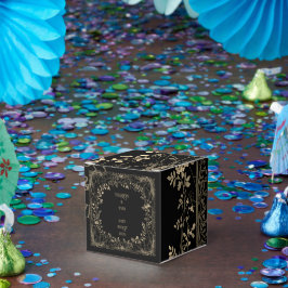 豪華なゴールド＆ブラックセピアの花柄仕上げ フェイバーボックス