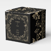 豪華なゴールド＆ブラックセピアの花柄仕上げ フェイバーボックス (正面サイド)