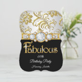 豪華なゴールド ブラック ダイヤモンド ホワイトの誕生日パーティー 招待状 (スタンド正面)