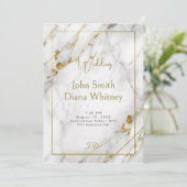 豪華なゴールド＆ホワイト大理石の結婚式招待状 招待状 (スタンド正面)