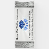 豪華なサファイア第65の結婚記念日の旗 横断幕 (縦)