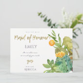 豪華なサボテンの花の水彩色のウェディングパーティーのための最高の贈り物 招待状 (スタンド正面)