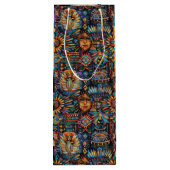 豪華なシアン"プレコロンビアタペストリー"ワインカーリ ワインギフトバッグ (裏面)