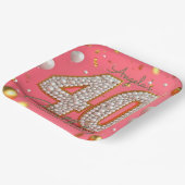 豪華なシックなピンク金ゴールドと真珠40歳の誕生日 ペーパープレート (傾斜あり)