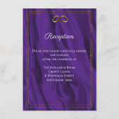 豪華なシルクのゴールドリング、紫の結婚式の披露宴 エンクロージャーカード (正面)