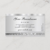 豪華なシルバーきらめくグリッター追加ロモダンゴ 名刺 (裏面)