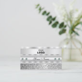 豪華なシルバーきらめくグリッター追加ロモダンゴ 名刺 (スタンド正面)