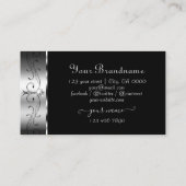 豪華なシルバーとブラック華美モノグ縁どラム 名刺 (裏面)