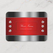 豪華なシルバーと赤とシュマーリーラインストーン 名刺 (正面)