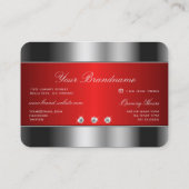 豪華なシルバーと赤とシュマーリーラインストーン 名刺 (裏面)