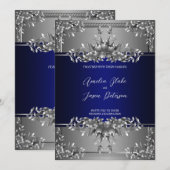 豪華なシルバーカービングの花柄結婚式招待状 招待状 (正面/裏面)