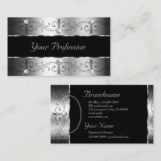 豪華なシルバーク華美ロ縁どク（写真あり） 名刺 (正面/裏面)