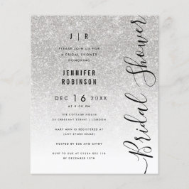 豪華なシルバーグリッターのブライダルシャワー チラシ