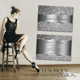 豪華なシルバーグリッター光の輝く星 名刺