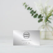 豪華なシルバースパークルダイヤモンド追加ロゴエレガント 名刺 (スタンド正面)