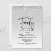 豪華なシルバーダイヤモンドサプライズ40歳の誕生日 招待状 (正面)