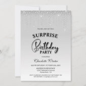 豪華なシルバーダイヤモンド サプライズバースデーパーティー 招待状 (正面)