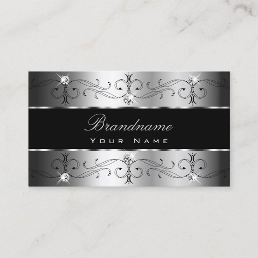 豪華なシルバーブラック華美ア縁どファレンシャル 名刺 (正面)
