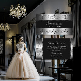 豪華なシルバーブラック華美ア縁どファレンシャル 名刺