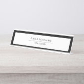 豪華なシンプルな最小主義のきれいでモダンなタイポグラフィB&W デスクネームプレート (正面)