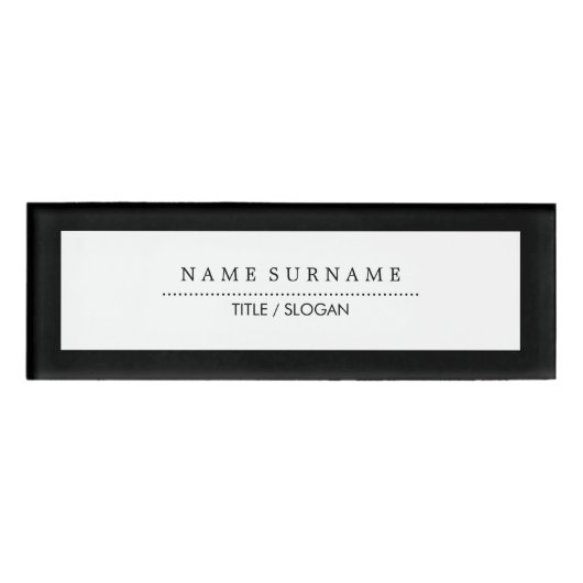 豪華なシンプルな最小主義のきれいでモダンなタイポグラフィB&W 名札 (正面)