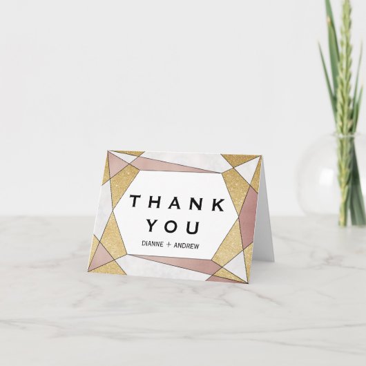 豪華なジオメトリックダイヤモンドの感謝を伝えるカード サンキューカード (正面)