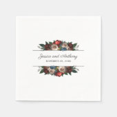 豪華なジュエルトーンの花モチーフのウェディングまたはエンゲージメント スタンダードカクテルナプキン (正面)