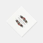 豪華なジュエルトーンの花モチーフのウェディングまたはエンゲージメント スタンダードカクテルナプキン (角)