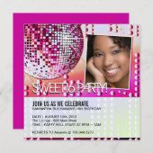 豪華なスイート16 ディスコボール ご招待状 招待状 (正面/裏面)